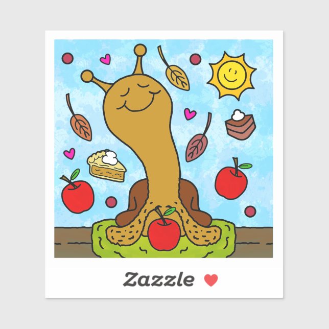 Cute Snail Apple-y Sweet Smiles Fall Vinyl Sticker (Sheet)