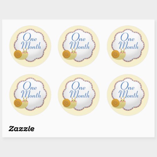 Cute Snail Baby Monthly Milestone Classic Round Sticker