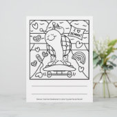 Cute Snail Back To School Skateboard Coloring Page (Standing Front)