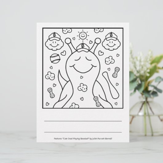 Cute Snail Baseball Blessings | Coloring Page (Standing Front)