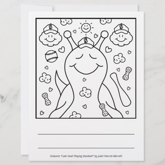 Cute Snail Baseball Blessings | Coloring Page (Front)