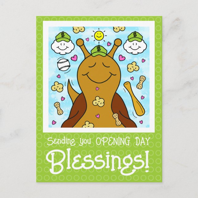 Cute Snail Baseball Blessings |  Postcard (Front)