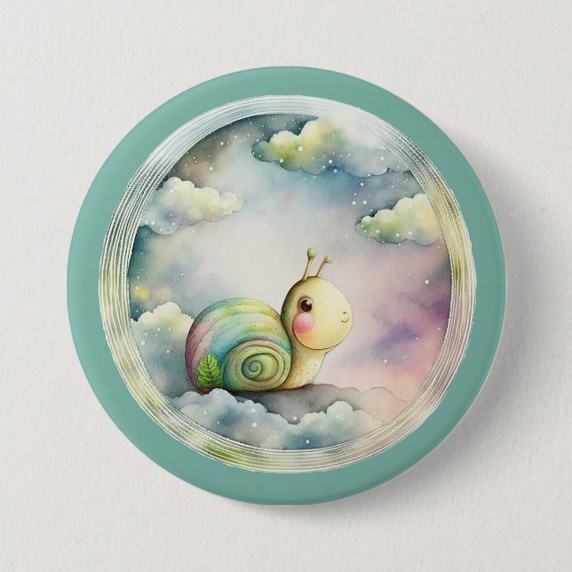 Cute snail, cartoon character, pet button (Front)