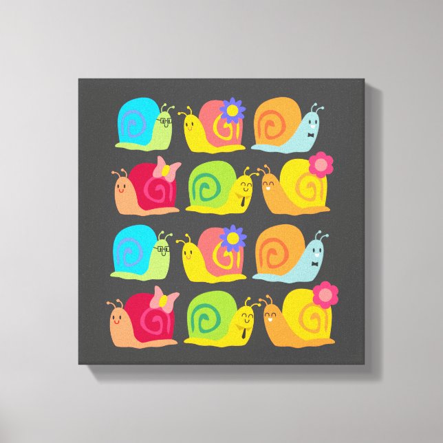 Cute snail children's design canvas print (Front)