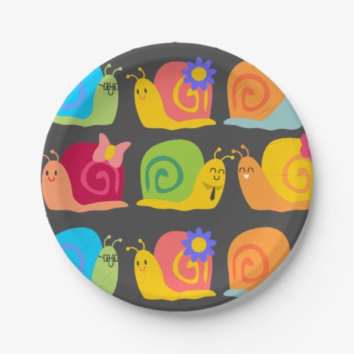 Cute snail childrens design paper plates