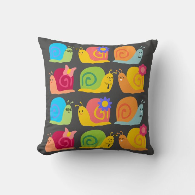 Cute snail children's design throw pillow (Front)