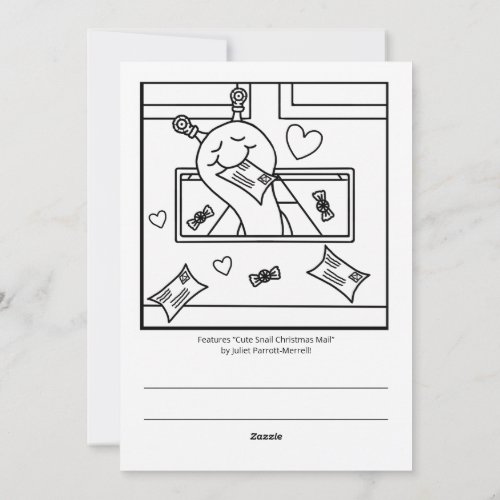 Cute Snail Christmas Mail Coloring Holiday Card