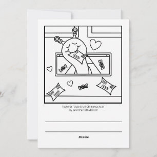 Cute Snail Christmas Mail Coloring Holiday Card