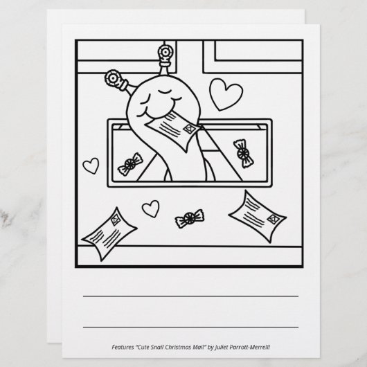 Cute Snail Christmas Mail Holiday Coloring Page (Front/Back)
