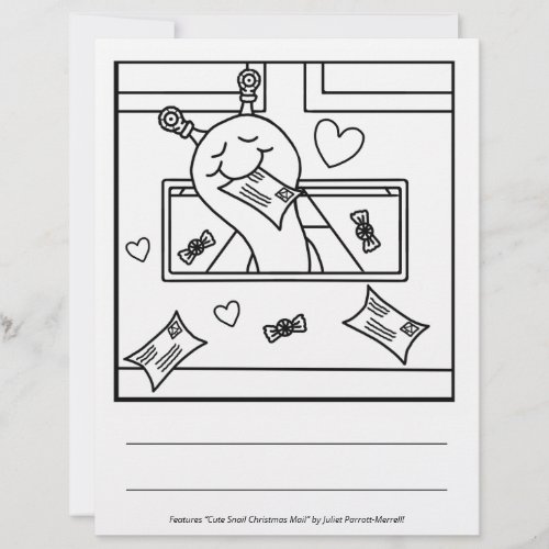 Cute Snail Christmas Mail Holiday Coloring Page