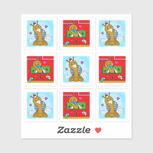 Cute Snail Christmas Mail Tiny Art Series Sticker (Sheet)