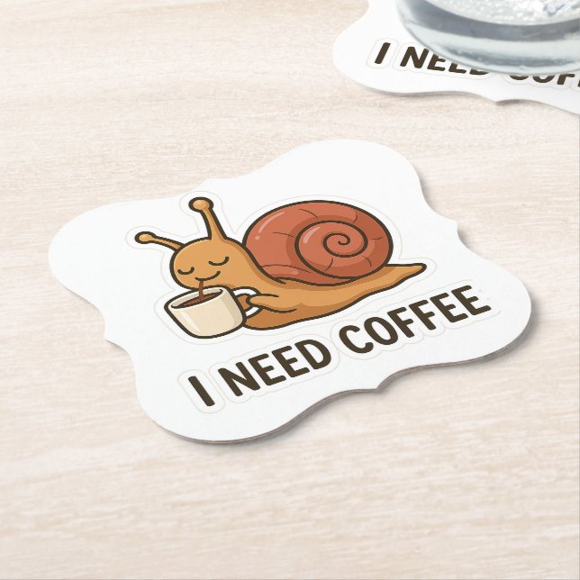 Cute Snail Coffee Sticker  Paper Coaster (Angled)