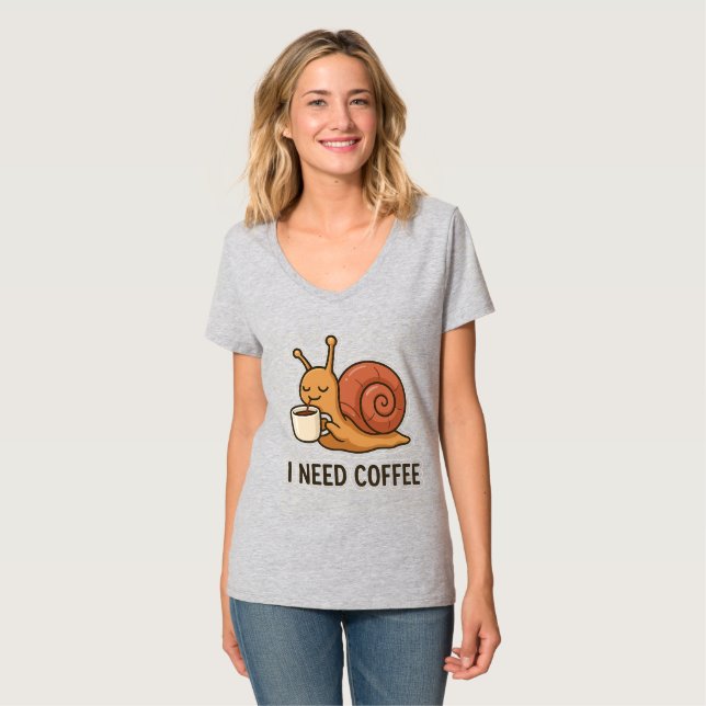 Cute Snail Coffee Sticker  T-Shirt (Front Full)