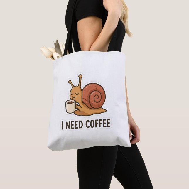 Cute Snail Coffee Sticker  Tote Bag (Close Up)