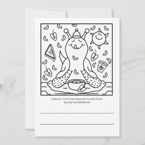 ❤️ Cute Snail Comfort Food Happy Fall Coloring Card