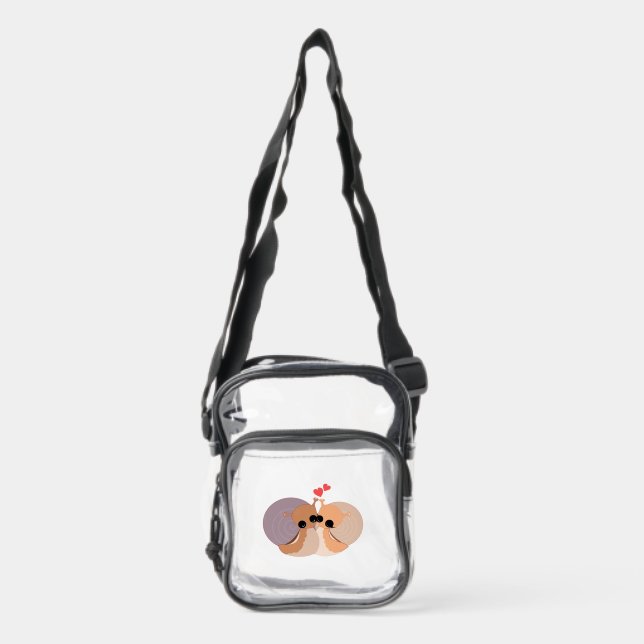 Cute Snail Couple Clear Crossbody Bag (Front)