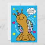 Cute Snail Disco Ball Happy Birthday Card