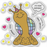 Cute Snail Disco Ball Happy Birthday Sticker