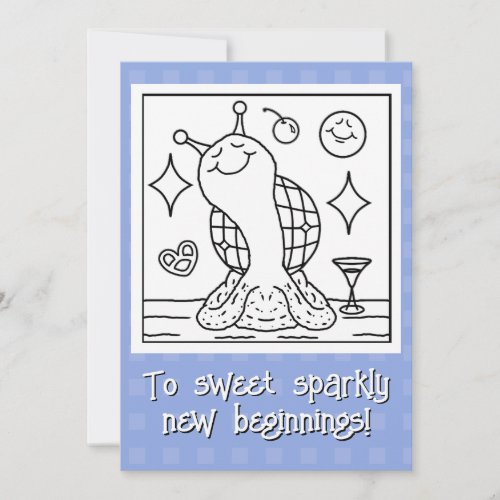 Cute Snail Disco Ball Happy New Year Coloring Holiday Card