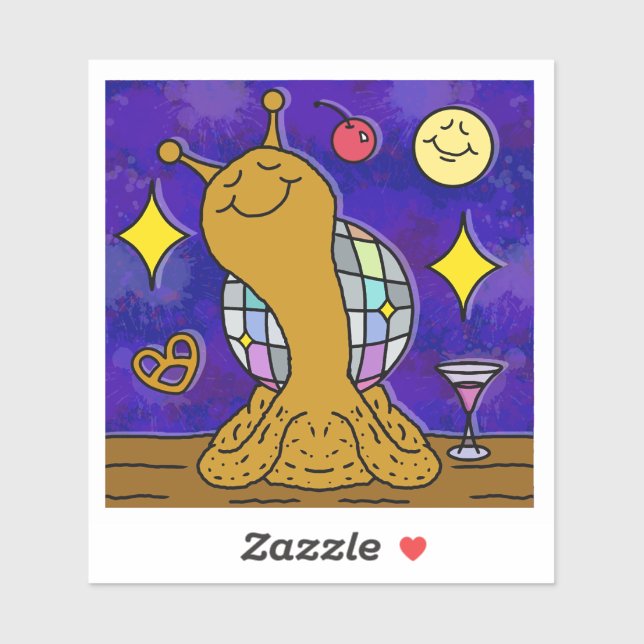 Cute Snail Disco Ball Happy New Year Vinyl Sticker (Sheet)