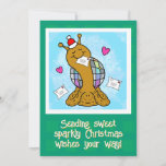 Cute Snail Disco Mail Christmas Holiday Card
