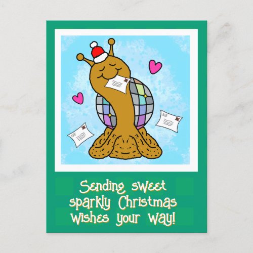 Cute Snail Disco Mail Christmas Holiday Postcard