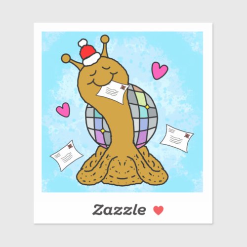 Cute Snail Disco Mail Christmas Vinyl Sticker