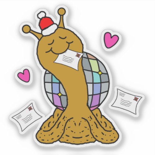 Cute Snail Disco Mail Christmas Vinyl Sticker