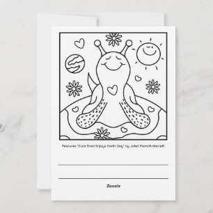 Cute Snail Enjoys Earth Day Coloring Holiday Card