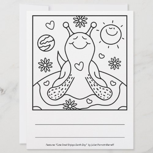 Cute Snail Enjoys Earth Day Coloring Page