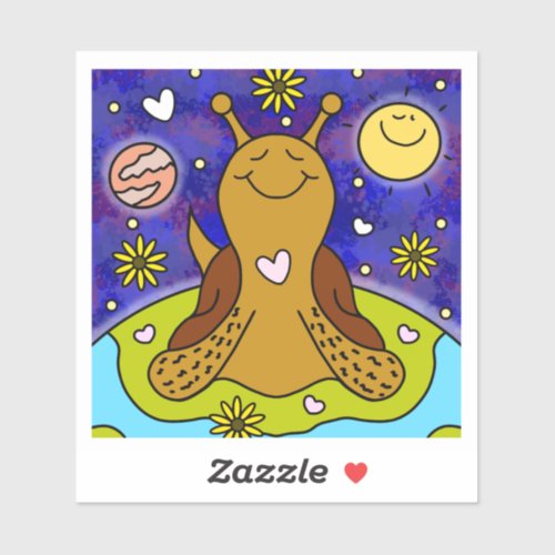 Cute Snail Enjoys Earth Day Vinyl  Sticker