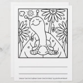 Cute Snail Fall Sunflower Garden Coloring Page (Front/Back)