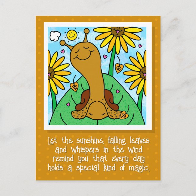 Cute Snail Fall Sunflower Garden Thinking Of You   Postcard (Front)