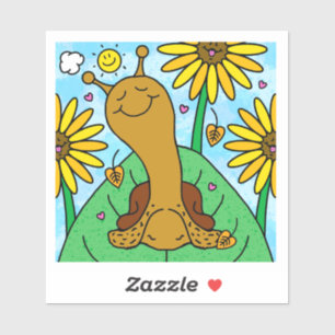 Cute Snail Fall Sunflower Garden Vinyl Sticker