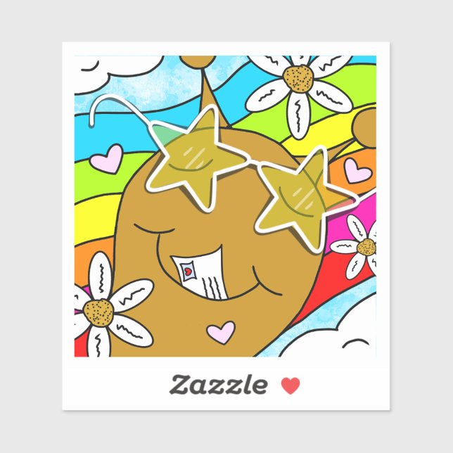 Cute Snail Groovy Summer Mail Vinyl Sticker (Sheet)