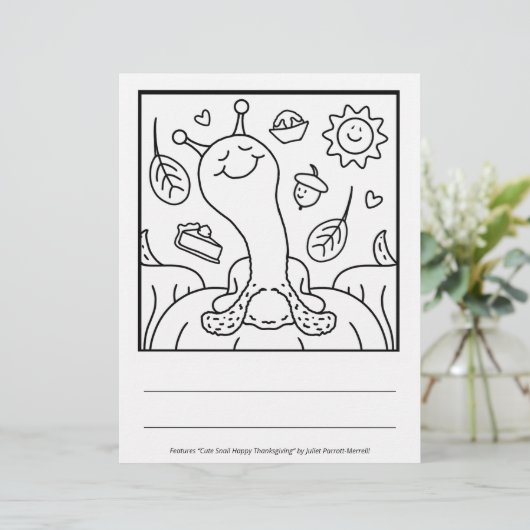 Cute Snail Happy Thanksgiving Coloring Page (Standing Front)
