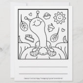 Cute Snail Happy Thanksgiving Coloring Page (Front)