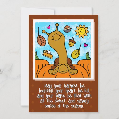 Cute Snail Happy Thanksgiving  Holiday Card