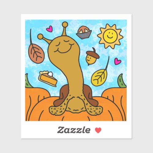 Cute Snail Happy Thanksgiving Vinyl Sticker