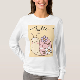 Cute Snail "Hello" Long-Sleeve Women's T-Shirt