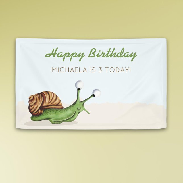 Cute Snail Kids Birthday Banner (Creator Uploaded)