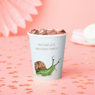 Cute Snail Kids Personalized Birthday Paper Cups