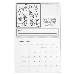 Cute Snail Large 2026 Coloring Calendar