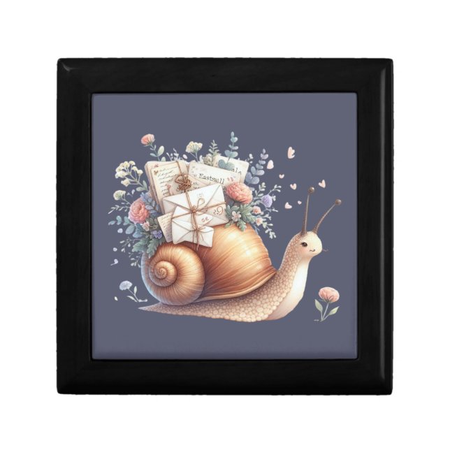 Cute Snail Mail Floral Pastel Illustration Gift Box (Front)