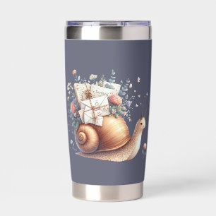 Cute Snail Mail Floral Pastel Illustration Insulated Tumbler