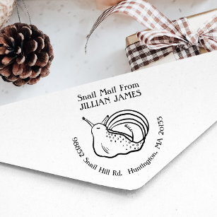 Cute Snail Mail Return Address Rubber Stamp
