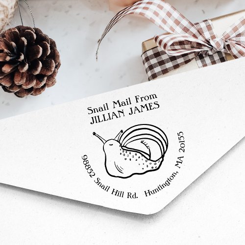 Cute Snail Mail Return Address Rubber Stamp