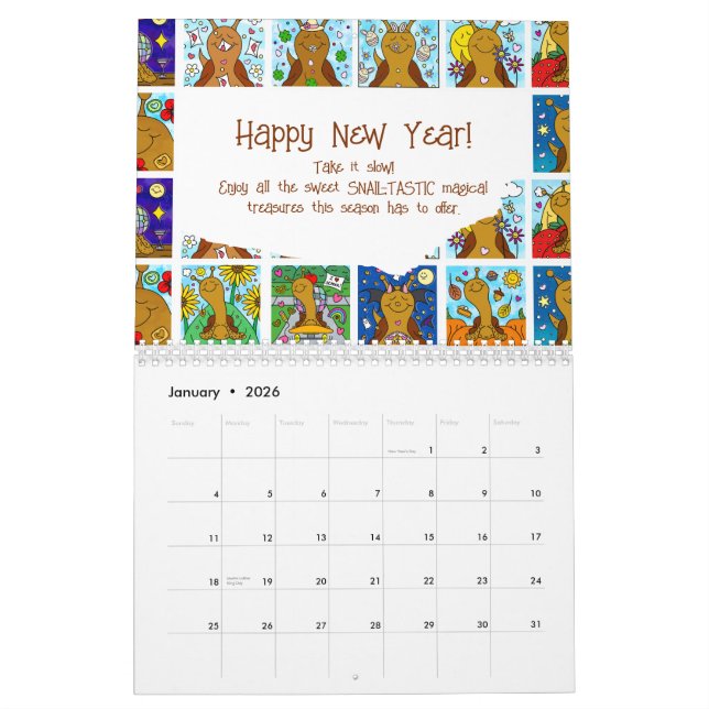 Cute Snail Medium 2026  Calendar (Jan 2026)