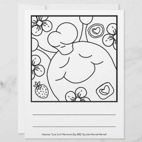 Cute Snail Memorial Day BBQ Coloring Page