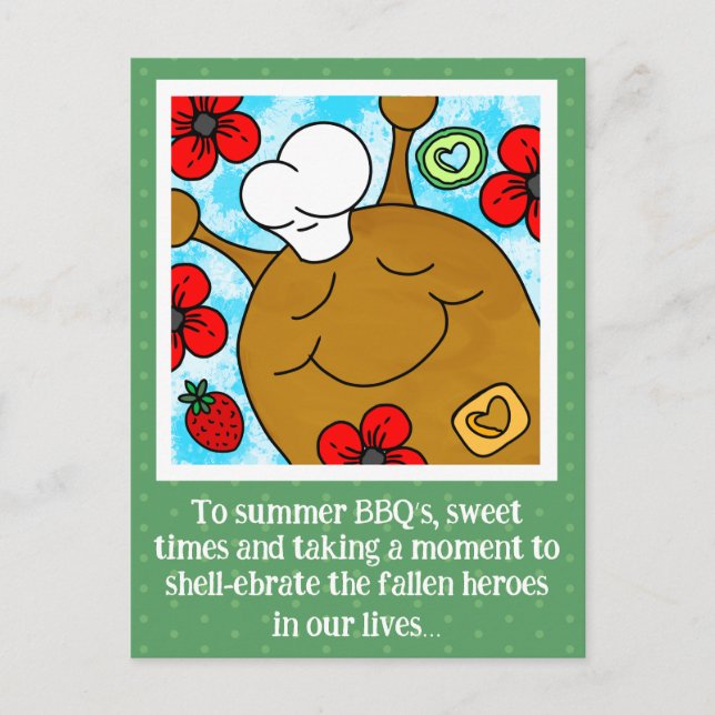Cute Snail Memorial Day BBQ Holiday Postcard (Front)